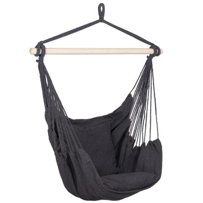 Hamac tip leagan suspendat pentru casa sau gradina, gri inchis cu perne, 130x100cm, 150kg Household NewTrend
