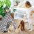 Cort de interior pentru catei, pisici si iepurasi, gri cu alb, 50x40x60cm Household NewTrend
