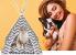 Cort de interior pentru catei, pisici si iepurasi, gri cu alb, 50x40x60cm Household NewTrend