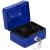 Caseta pentru bani tip cutie de valori, compartimentanta, cu cheie, metal, 12.5x9.5x6.5cm, albastru Household NewTrend