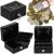 Caseta pentru bani tip cutie de valori, compartimentanta, cu cheie, metal, 15x12x8cm, negru Household NewTrend