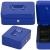 Caseta pentru bani tip cutie de valori, compartimentanta, cu cheie, metal, 20x16x9cm, albastru Household NewTrend