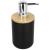 Set de accesorii rotunde pentru baie din plastic cu elemente bambus, 6 piese, negru Household NewTrend