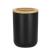 Set de accesorii rotunde pentru baie din plastic cu elemente bambus, 6 piese, negru Household NewTrend