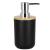 Set de accesorii rotunde pentru baie din plastic cu elemente bambus, 6 piese, negru Household NewTrend