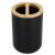 Set de accesorii rotunde pentru baie din plastic cu elemente bambus, 6 piese, negru Household NewTrend