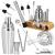 Set Cocktail Shaker Kit pentru barmani 750ml, KI25, suport bambus, 12 piese Household NewTrend