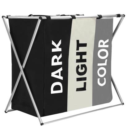 Cos de rufe cu 3 compartimente, cadru aluminiu, 60x40x68cm, 146 litri Household NewTrend