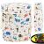 Cos depozitare haine sau jucarii, 30x30 cm, bumbac si in, 27 l, animalute, alb Household NewTrend