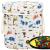 Cos depozitare haine sau jucarii, 30x30 cm, bumbac si in, 27 l, animalute, alb Household NewTrend