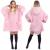Patura tip hanorac, cu maneci, gluga si buzunare, material plus, marime universala, roz Household NewTrend