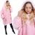 Patura tip hanorac, cu maneci, gluga si buzunare, material plus, marime universala, roz Household NewTrend