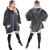 Patura tip hanorac, cu maneci, gluga si buzunare, material plus, marime universala, grafit Household NewTrend