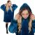 Patura tip hanorac, cu maneci, gluga si buzunare, material plus, marime universala, albastra Household NewTrend