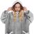 Patura tip hanorac, cu maneci, gluga si buzunare, material plus, marime universala, gri Household NewTrend