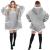 Patura tip hanorac, cu maneci, gluga si buzunare, material plus, marime universala, gri Household NewTrend