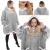 Patura tip hanorac, cu maneci, gluga si buzunare, material plus, marime universala, gri Household NewTrend