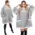 Patura tip hanorac, cu maneci, gluga si buzunare, material plus, marime universala, gri Household NewTrend