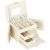 (DL) Cutie depozitare si organizare bijuterii, MDF, piele ecologica, 17,5 x 12 x 13,5 cm., crem Household NewTrend