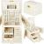(DL) Cutie depozitare si organizare bijuterii, MDF, piele ecologica, 17,5 x 12 x 13,5 cm., crem Household NewTrend