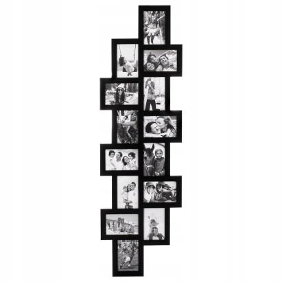 Rama foto de perete, colaj de 14 fotografii, 36x118cm, negru Household NewTrend