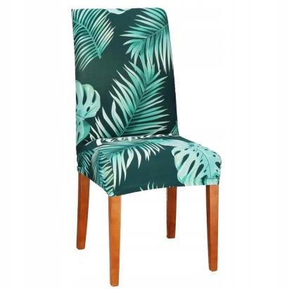 Husa pentru scaun, marime universala, poliester si spandex, verde cu model floral Household NewTrend
