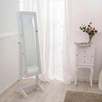 Dulap de toaleta cu oglinda si spatiu de depozitare bijuterii, 35x139cm, alb Household NewTrend