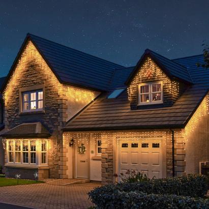 Ghirlanda luminoasa tip perdea Premium 500 LED-uri, 22,5m, 30Wati, interior/exterior, cu flash, alb cald (galben) Household NewTrend