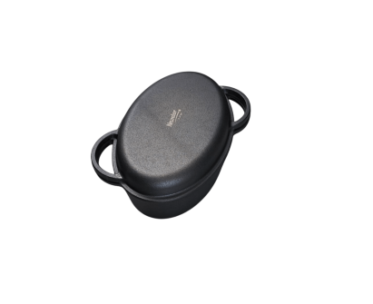 Oala ovală din fontă pentru friptură de rață 2în1 – 38*26*12 cm cu mâner Handy KitchenServ