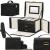 (DL) Cutie depozitare si organizare bijuterii, MDF, piele ecologica, 18 x 13,5 x 14cm, negru Household NewTrend