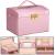 (DL) Cutie depozitare si organizare bijuterii, MDF, piele ecologica si velur, 17,5 x 14 x 12,5cm, roz Household NewTrend