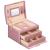 (DL) Cutie depozitare si organizare bijuterii, MDF, piele ecologica si velur, 17,5 x 14 x 12,5cm, roz Household NewTrend