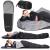 Sac de dormit tip mumie, cu geanta de transport, 210x80cm, 0-10grade, culoare negru gri Household NewTrend