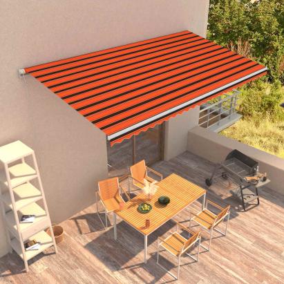 Copertină retractabilă automat, portocaliu & maro, 600x300 cm GartenMobel Dekor