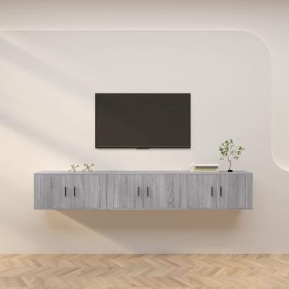 Dulapuri TV montate pe perete, 3 buc., gri sonoma, 80x34,5x40cm GartenMobel Dekor