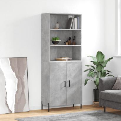 Dulap înalt, gri beton, 69,5x34x180, lemn compozit GartenMobel Dekor