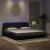 Cadru de pat cu lumini LED, negru, 200x200 cm, catifea GartenMobel Dekor