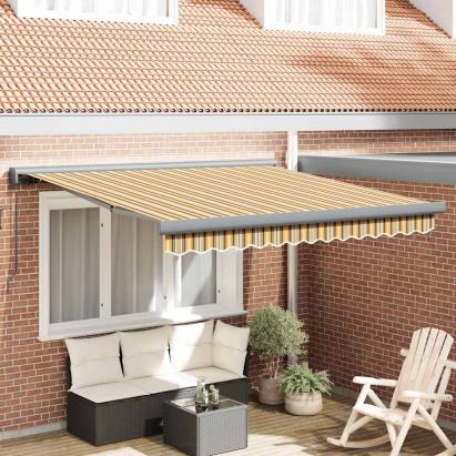 Markiza Retractabilă Manuală , cu dungi colorate, 350 x 250 cm GartenMobel Dekor