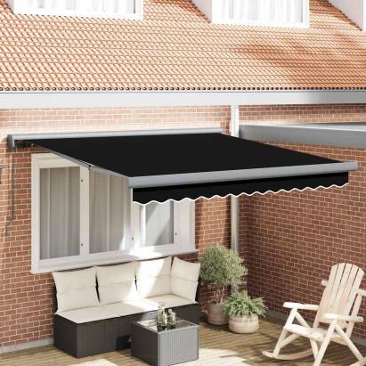 Pânză Retractabilă Manuală Neagră 350x250 cm GartenMobel Dekor