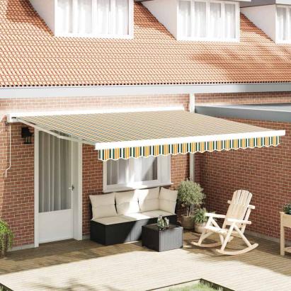 Perdea Retractabilă Automată Verde și Galben 400 x 300 cm GartenMobel Dekor