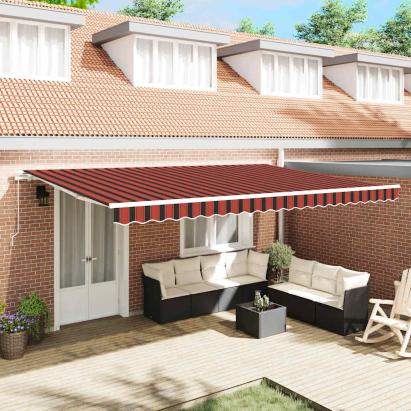 Umbrelă Retractabilă Manuală Portocalie și Marron, dimensiuni 500x300 cm GartenMobel Dekor