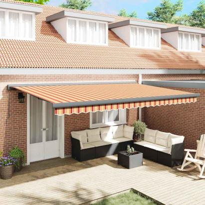 Pergola Manuală Retractabilă Galbenă și Portocalie 500 x 300 cm GartenMobel Dekor