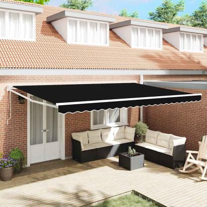 Marchiză retractabilă automată  Neagră 500x300 cm GartenMobel Dekor