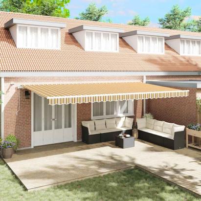 Markiza Automată Retractabilă via cu LED și dungi colorate, 600x300 cm GartenMobel Dekor