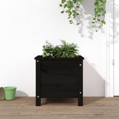 Jardinieră de grădină, negru, 40x40x39 cm, lemn masiv pin GartenMobel Dekor