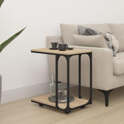 Masă laterală cu roți stejar sonoma 50x35x55,5cm lemn prelucrat GartenMobel Dekor