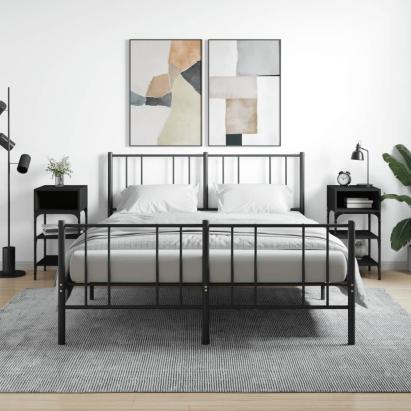 Noptiere, 2 buc., negru, 35x34,5x70 cm, lemn compozit GartenMobel Dekor