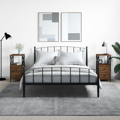 Noptiere, 2 buc., stejar maro, 34x35,5x70 cm, lemn compozit GartenMobel Dekor