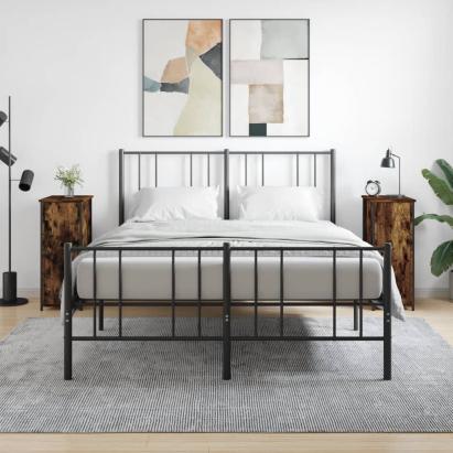 Noptiere, 2 buc., stejar fumuriu, 32x42x80 cm, lemn compozit GartenMobel Dekor