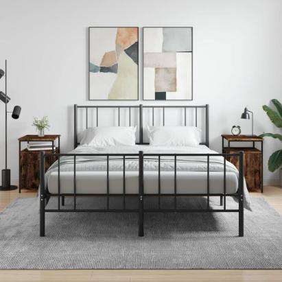 Noptiere, 2 buc., stejar fumuriu, 40x42x60 cm, lemn prelucrat GartenMobel Dekor